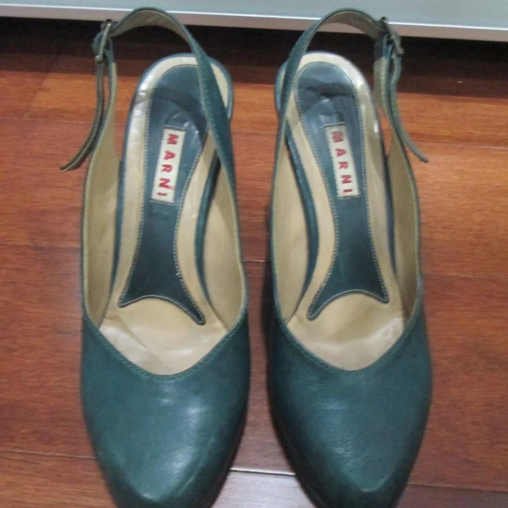 MARNI Leather Wedge Slingbacks Size 6